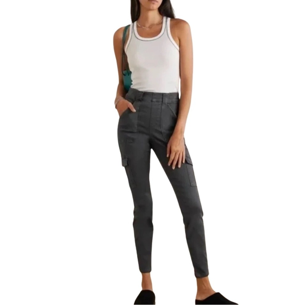 Spanx Stretch Twill Ankle Cargo Pants in Washed Charcoal - Size S